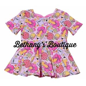 Back to School bow back peplum